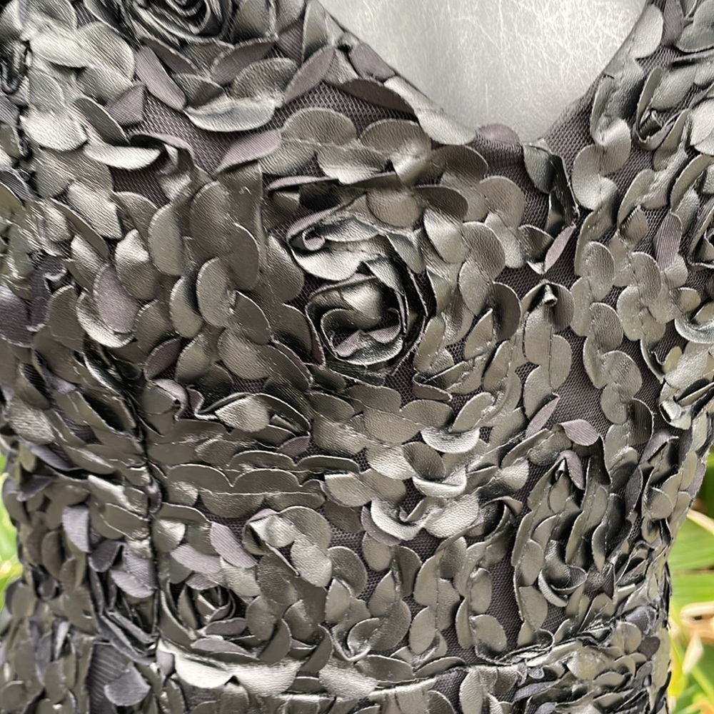 Faux Leather Three-Dimensional, Rosette Dress - image 2